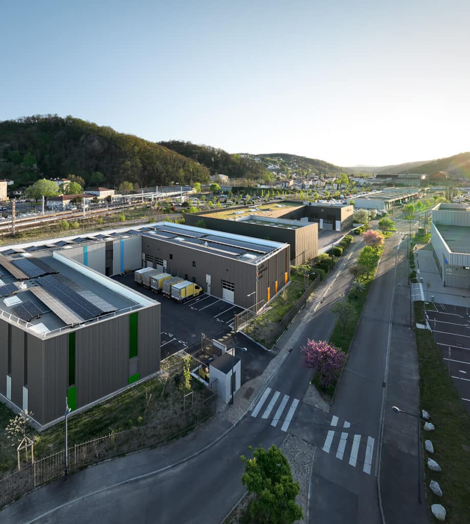 Vue aérienne du village d'entreprises de Givors