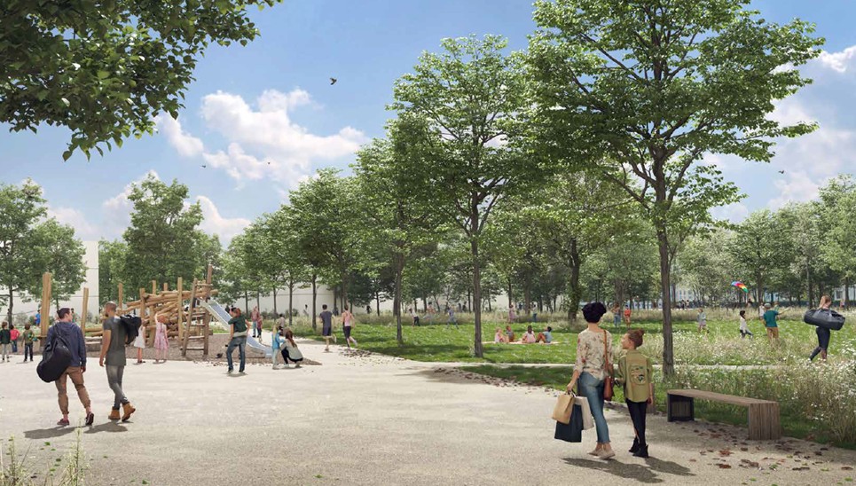 Esquisse paysagère pour la création d’un parc et déplacement d’un terrain de rugby