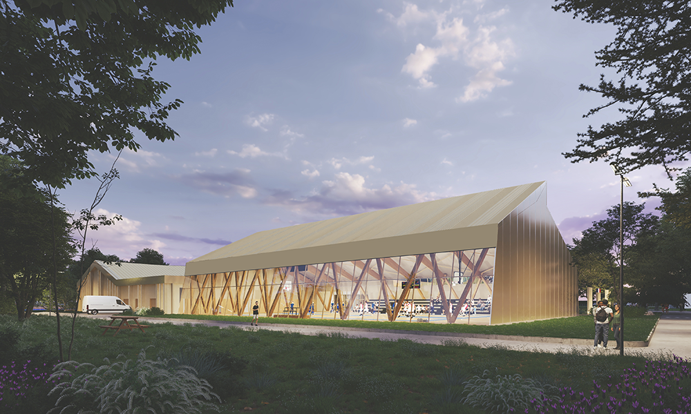 Complexe sportif Tisserand - Façade Nord avec le bandeau