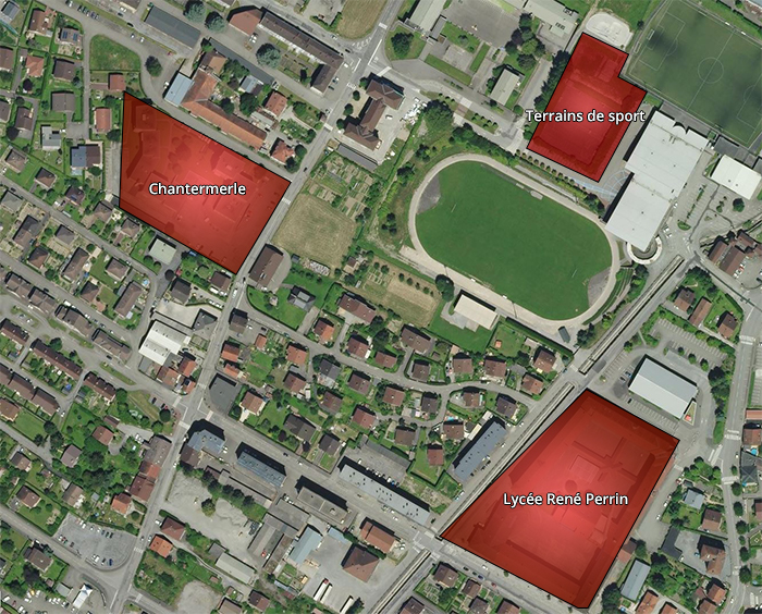 Lycée Ugine -  Plan de délocalisation de l'atelier, salles de TP et des terrains d'accueils des équipements provisoires 